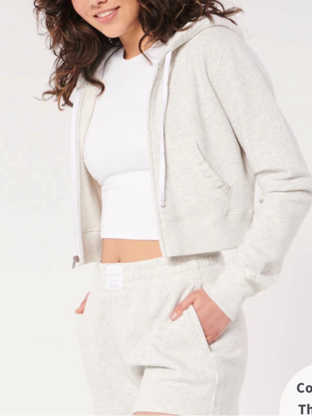 Hollister women slim crop full-zip hoodie sweatshirt cropped jacket size S